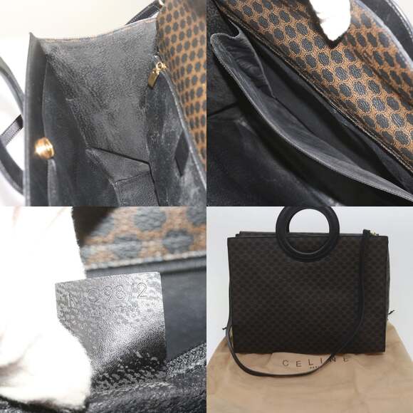 CELINE Macadam Canvas Hand Bag Pvc Black - Picture 12 of 12